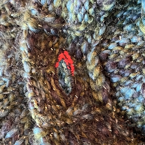 Chico's Hooded Thick Wool Green/Blue Sweater Jacket Chico's Size 3/US Size XL - Picture 10 of 11